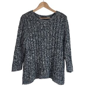 Eileen Fisher Sweater Organic Cotton Cable Knit Marbled Thin Knit Size Large